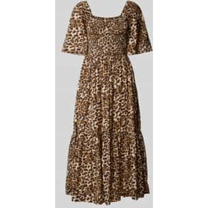 Midi-jurk met smokdetails, model 'DORA'