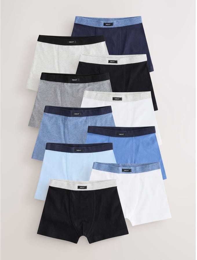 Next - Jongens - Set van 10 boxershorts met zachte tailleband - Blauw