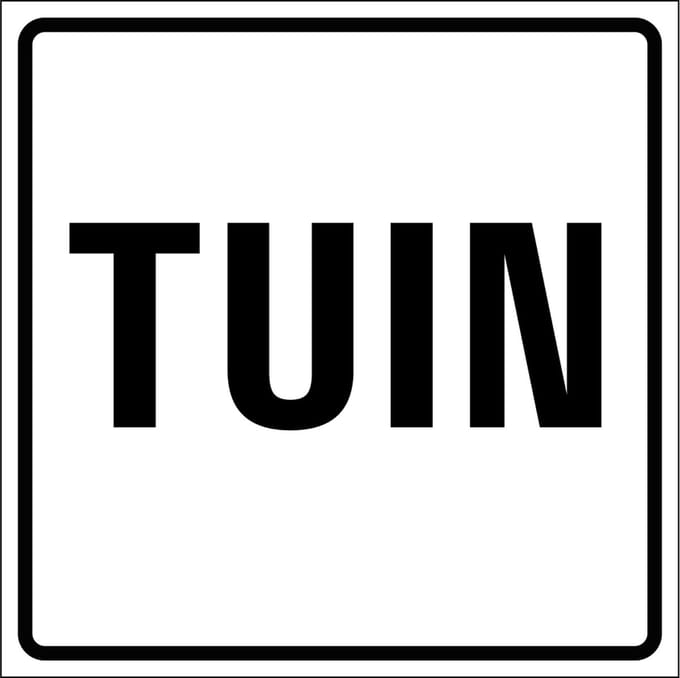 Tuin sticker, wit zwart 300 x 300 mm