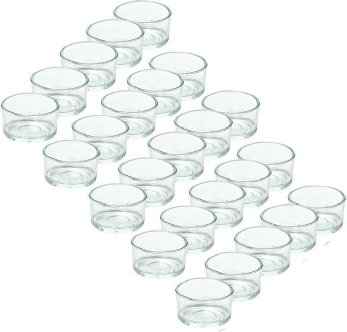 Trend Candles theelichthouder - 25x - glas - transparant - 4x3 cm - waxinelicht