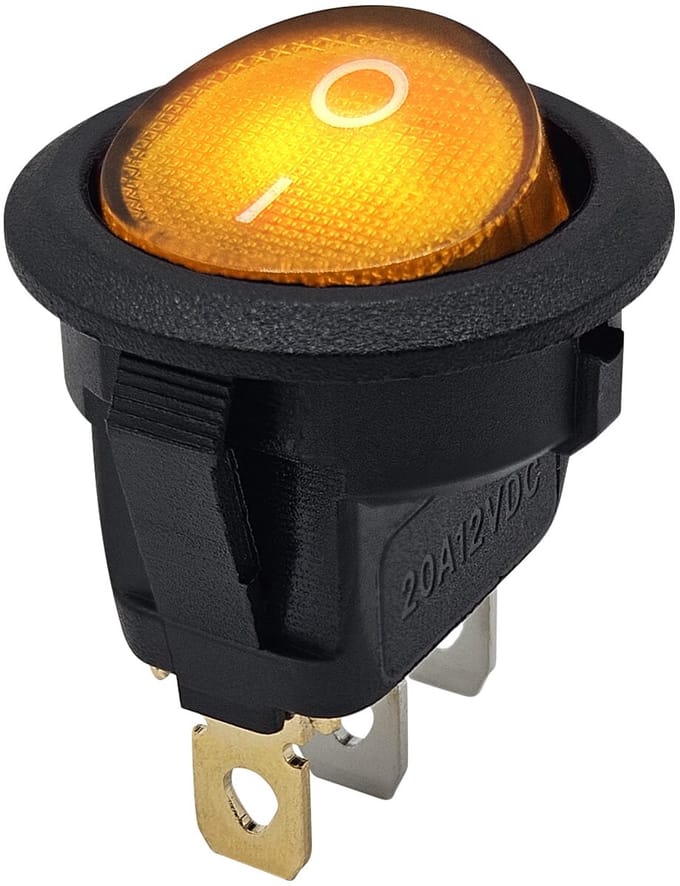 ProRide Wipschakelaar ON-OFF KCD2-12 - 3-pins - Rond - 12V/20A - Oranje