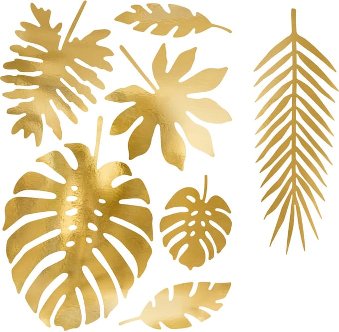 PARTYDECO - 21 tropische papieren blaadjes goud