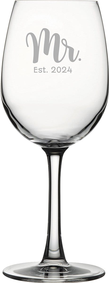 Gegraveerde witte wijnglas 36cl Mr. Est. 2024