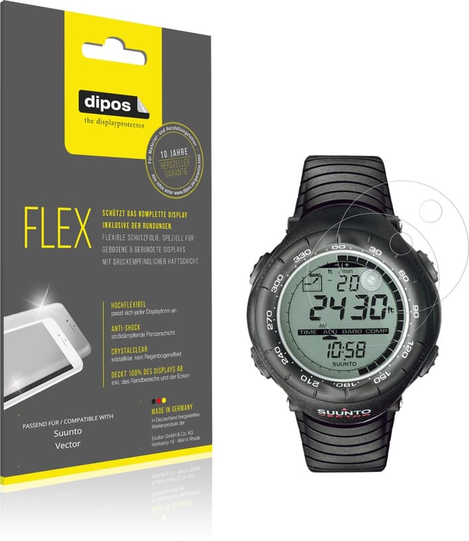 dipos – 2x Beschermfolie geschikt voor Suunto Vector | 3D Full Cover Screenprotector | 100% Passend