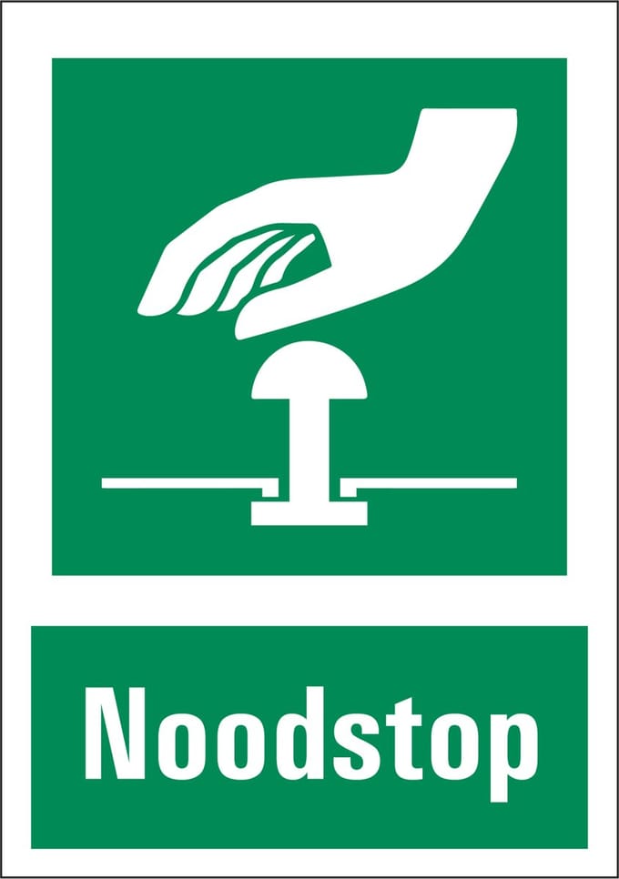 Noodstop sticker met tekst 210 x 297 mm