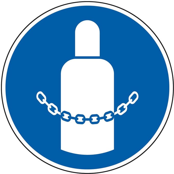 Gasfles beveiligen sticker - ISO 7010 - M046 100 mm
