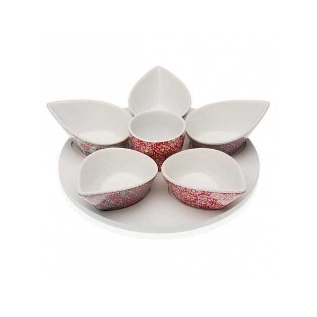 BigBuy Cooking - Aperitiefset Rozanne (6 uds) Porselein Hout MDF