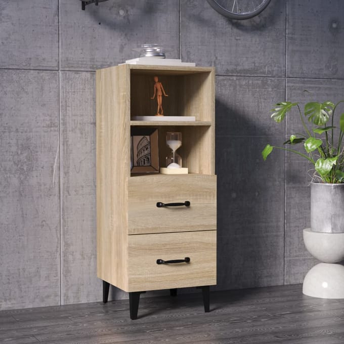 vidaXL - Dressoir - 34,5x34x90 - cm - bewerkt - hout - sonoma - eikenkleurig