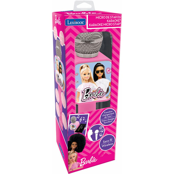 Barbie Draadloze Microfoon met luidspreker, stemvervormer, uitschuifbare telefoonhouder en Bluetooth-optie