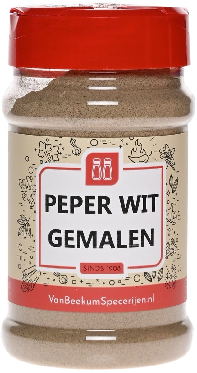 Van Beekum Specerijen - Peper Wit Gemalen - Strooibus 200 Gram