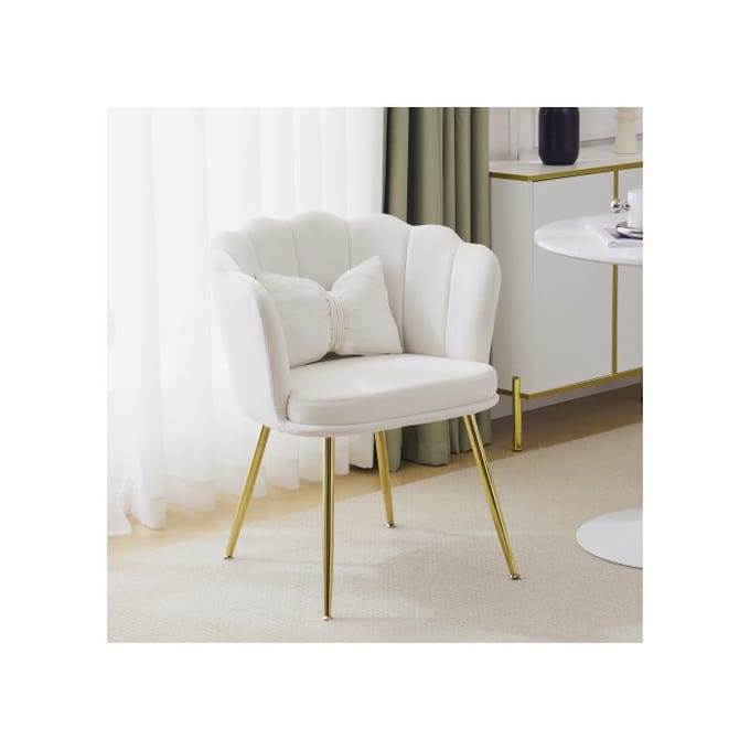 Ligstoel - MUVOE - Model bloemblad - Wit fluweel - 1 zits - Comfortabel en modern design