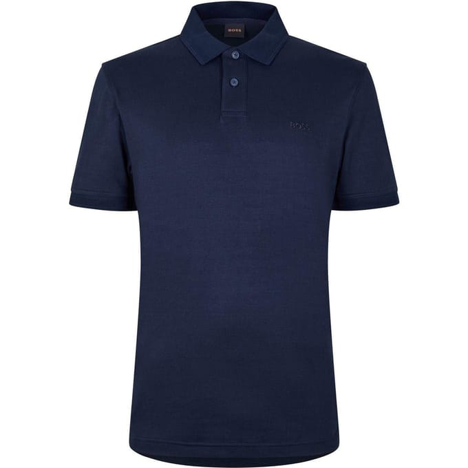 Boss Herenpolo met korte mouwen van interlock (Donkerblauw)