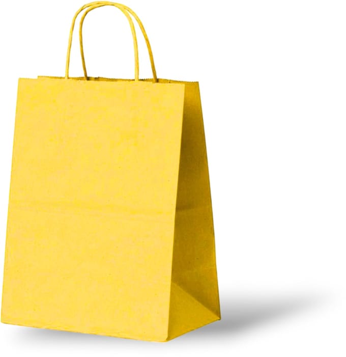 Geel Tas (Medium) - Papieren Tassen - 24x12x31 cm - 50 Stuks
