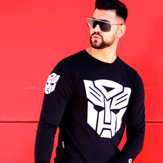 Heren Sweater - Transformers Print - Zwart