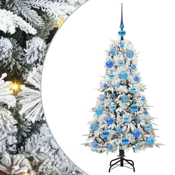 vidaXL - Kunstmatige - Hinged - Kerstboom - Wit - 120 - cm - PE - en - PVC