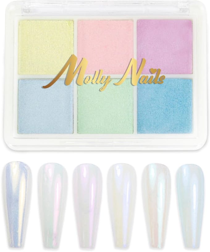 Molly Nails - Nagelpoeder - Spiegeleffect - 6 Kleuren - Kaset