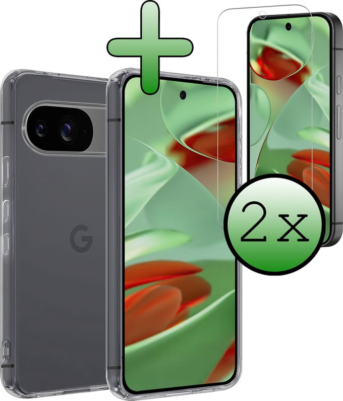 Hoesje Met 2x Screenprotector - Geschikt voor Google Pixel 9 - Sterk & Shockproof - Back Cover - Siliconen Case - Telefoon Hoes - Transparant
