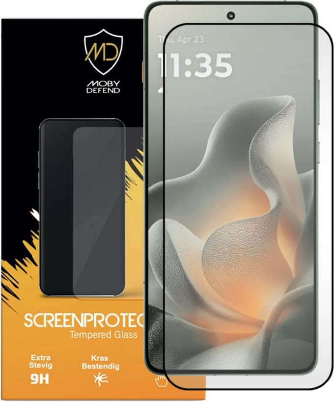 MobyDefend Screenprotector - Geschikt voor Motorola Edge 70 - Screensaver Met Zwarte Randen - Gehard Glas