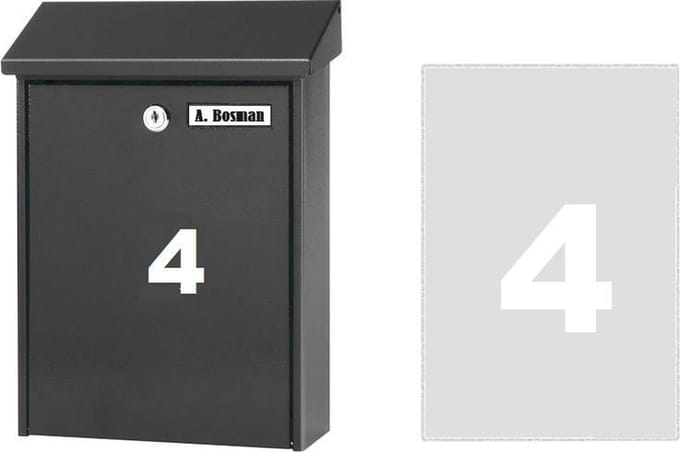 Huisnummer sticker 4 WIT (6cm hoog) / plakcijfer / cijfersticker