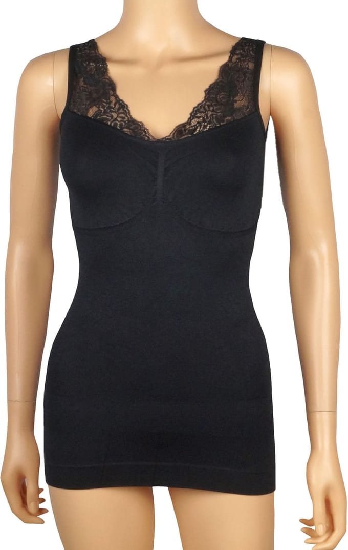 Dames top corrigerend met kant 6407 van J&C Zwart - maat 2XL/3XL