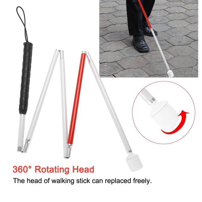 Opvouwbare reflecterende wandelstokgeleider van aluminiumlegering, kruk voor blindenstok white