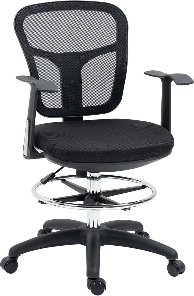 Bureaustoel - 95-115 cm - Ergonomisch met Armleuningen en Voetsteun - Mesh - Zwart