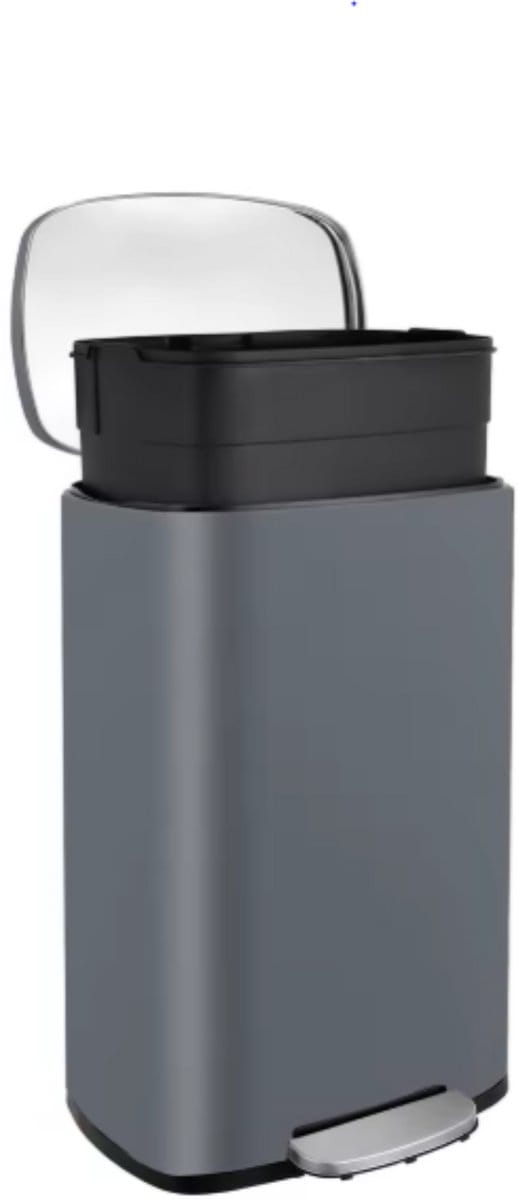 Luxe pedaalemmer - Grijs 50L - Prullenbak - Afvalscheiding - RVS - Softclose - Anti-slip