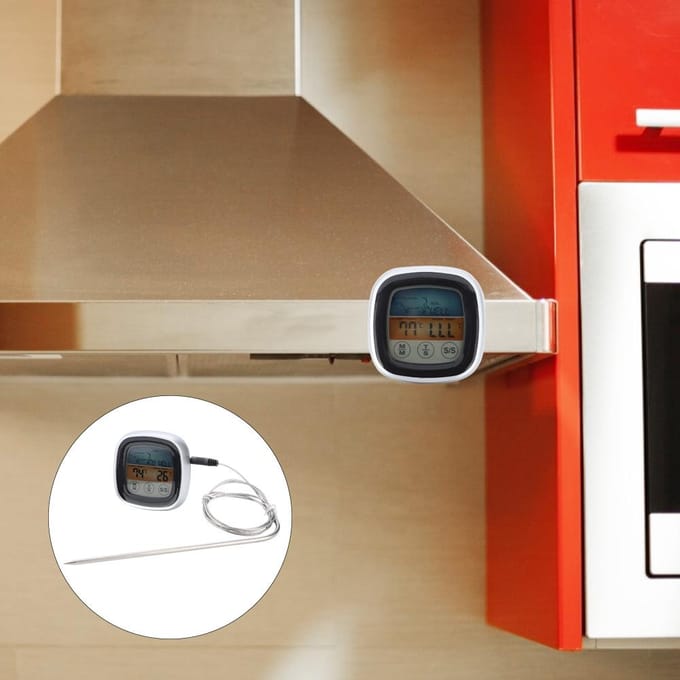 Thermomètre électronique à écran tactile numérique pour four BBQ cuisson viande pour grill maison gray