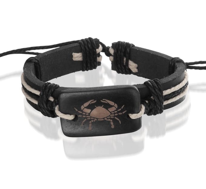 Montebello Armband Kreeft - Leer - Horoscoop - ∅20 - 23 cm