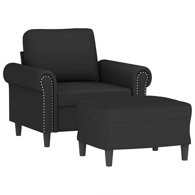 vidaXL - Fauteuil - met - voetenbank - 60 - cm - fluweel - zwart