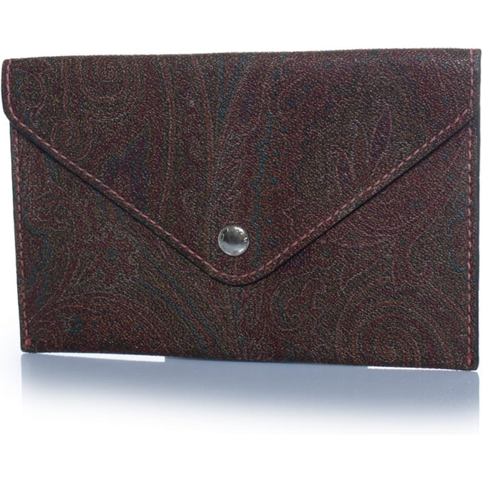 Etro, leren clutch met paisleyprint