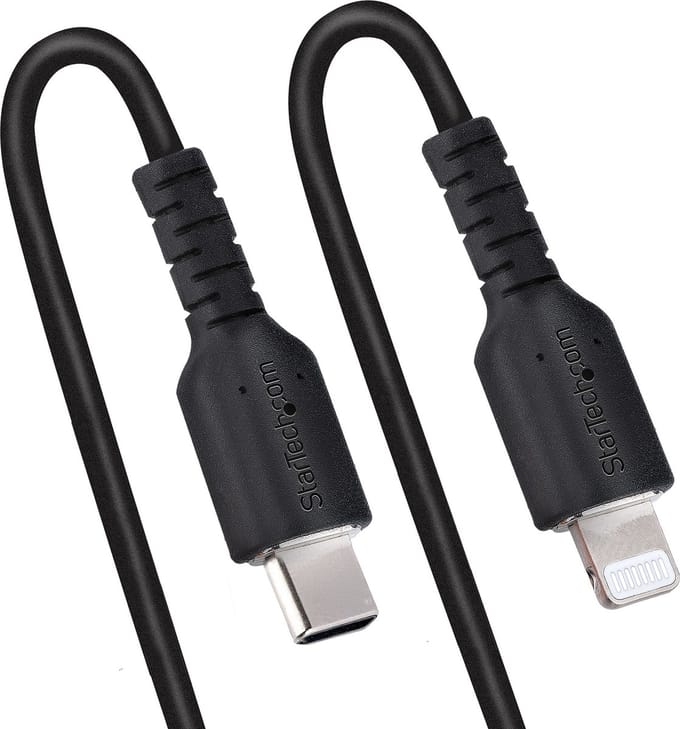 StarTech.com USB-C Aan Lightning Cable 50cm/20in MFi Certified Coiled iPhone Charger Cable Zwart