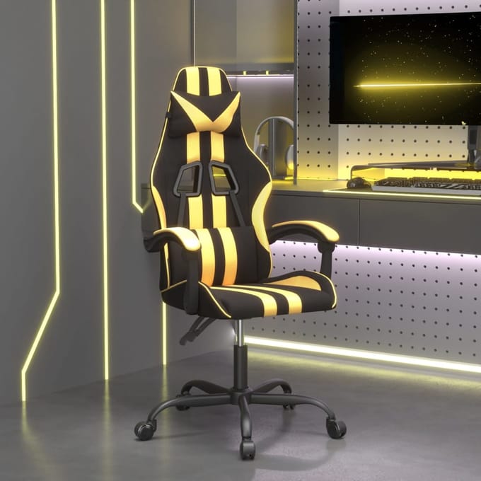 vidaXL - Gamestoel - kunstleer - zwart - en - goud