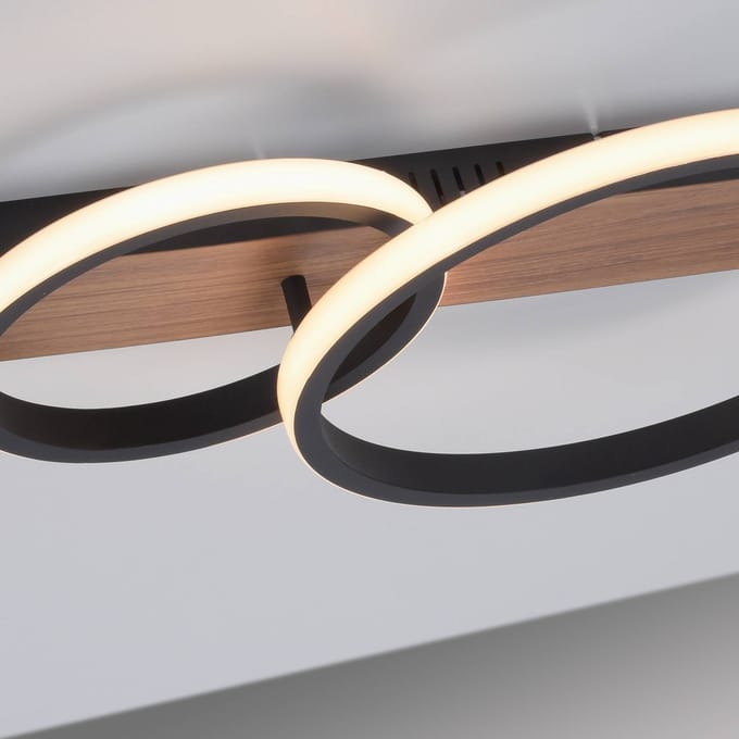 JUST LIGHT. GmbH Troop LED plafondlamp, houtdecor, 2-lamps