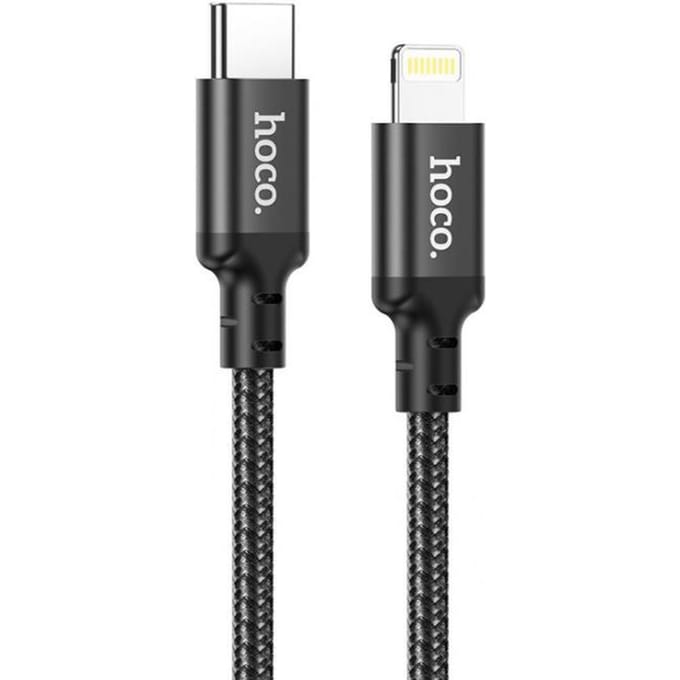 Hoco 20W PD Gevlochten USB-C naar Lightning Kabel 2M Fast Charge Zwart