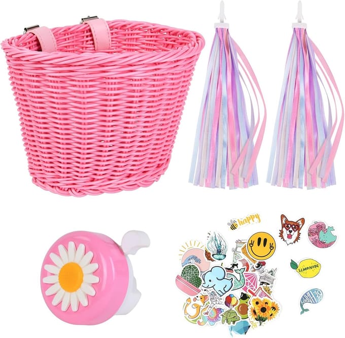 RFWR® Handgeweven Kinderfietsmand met Accessoires