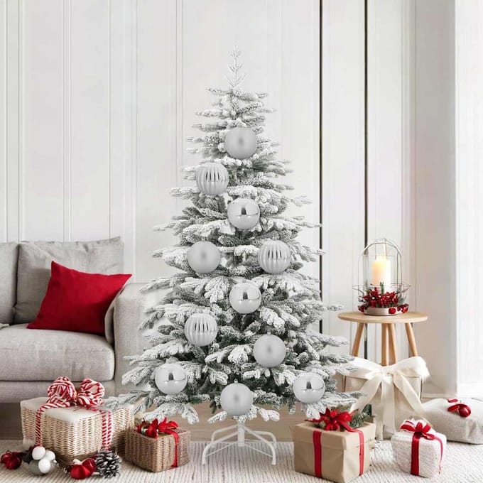 vidaXL - Kerstbal - Set - XL - 9 - st - zilver - Ø - 15 - cm - Kunststof