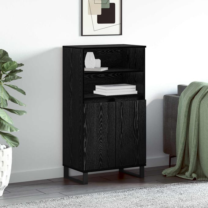 vidaXL - Highboard - Zwart - 60 - x - 36 - x - 110 - cm - Bewerkt - hout