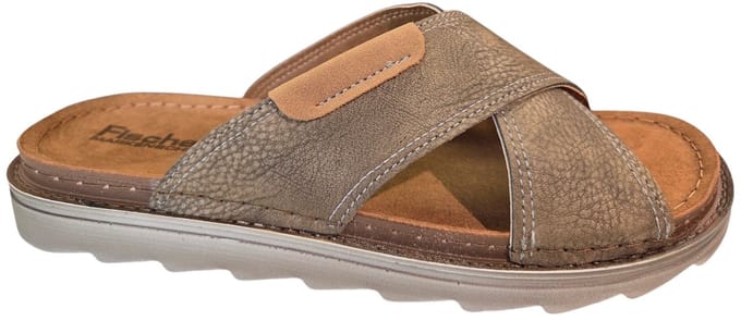 Fischer 566660 721 Slippers Grijs Leer Heren - Grijs - 45