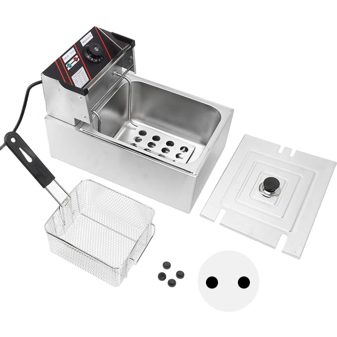Friteuse électrique multifonctionnelle à huile, cuve unique, appareil de cuisson de comptoir pour la maison gray