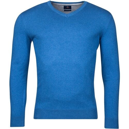 Baileys Trui Luxury Pima Cotton V-Neck Single Knit Bright Cobalt / male