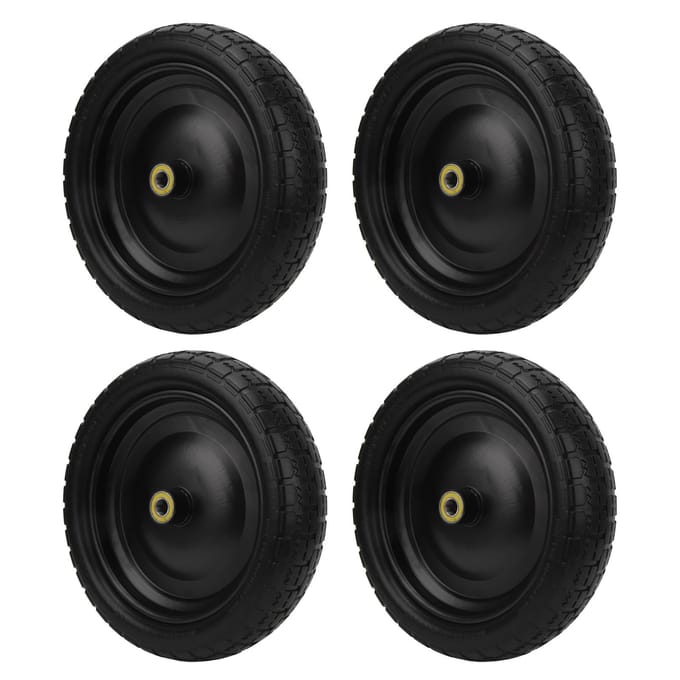 4 Pièces Pneus de Chariot 13 pouces Solides Sans Gonflage Résistants à l'Usure Polyuréthane Remplacement pour Chariot blanc