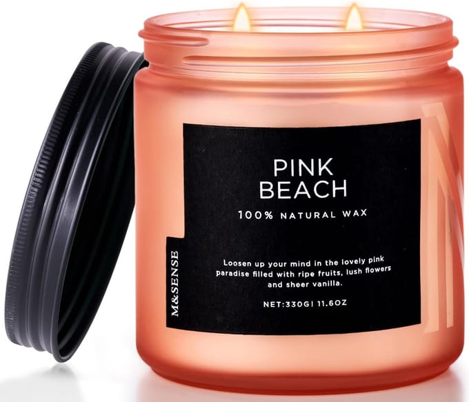 Roze Sojawas Geurkaars Ananas & Kokos - 70 Uur Brandtijd