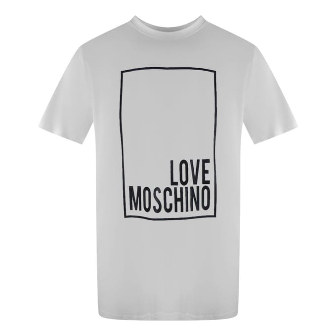 Love Moschino Heren Box Logo T-shirt (Wit)