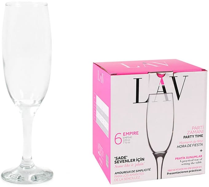 Lav Set Van 6 Empire Cava-glazen 220ml Transparant