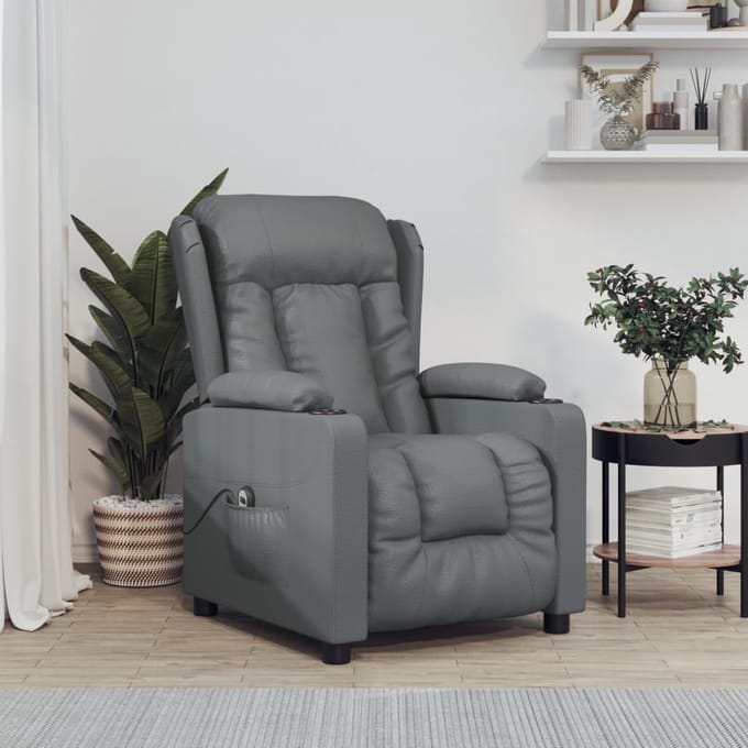 vidaXL - Fauteuil - verstelbaar - elektrisch - kunstleer - grijs
