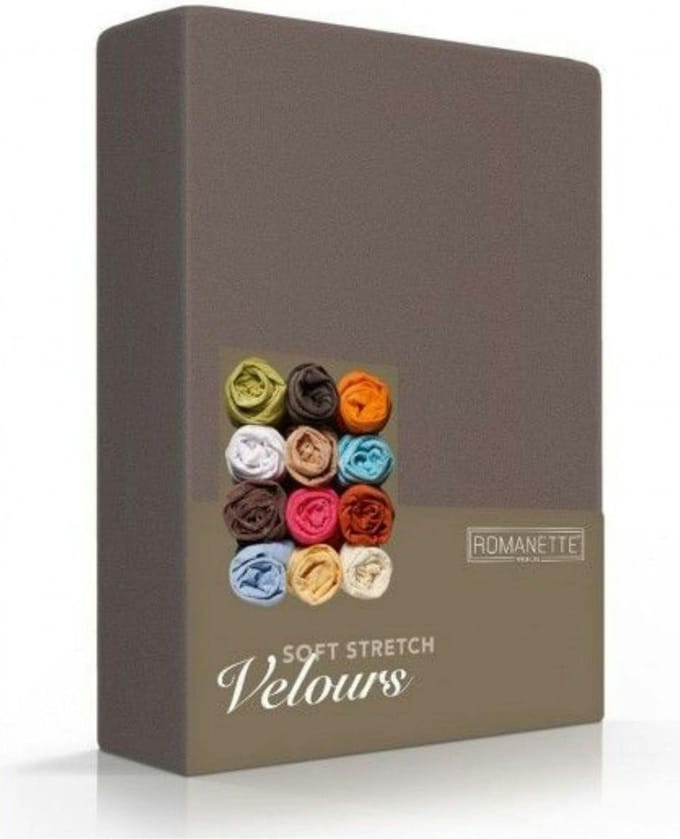 Velours hoeslaken - Taupe - 2-persoons (140/150x200/220 cm)