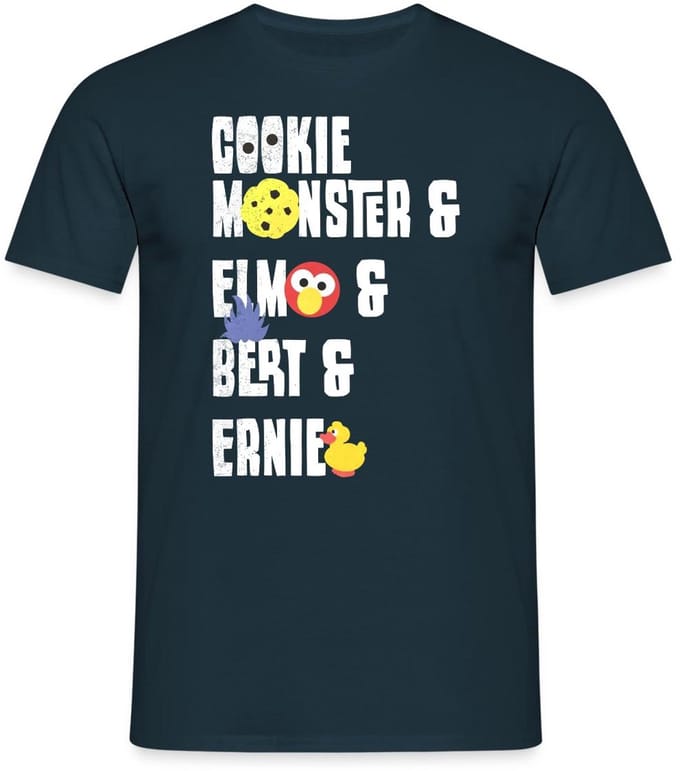 Sesamstraat Cookie Monster & Elmo & Bert & Ernie T-Shirt Heren