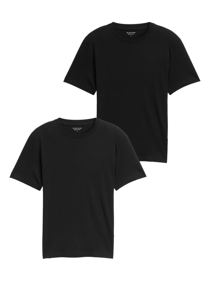 Tom Tailor - Katoenen T-shirts in een set van 2 - Maat M - Black