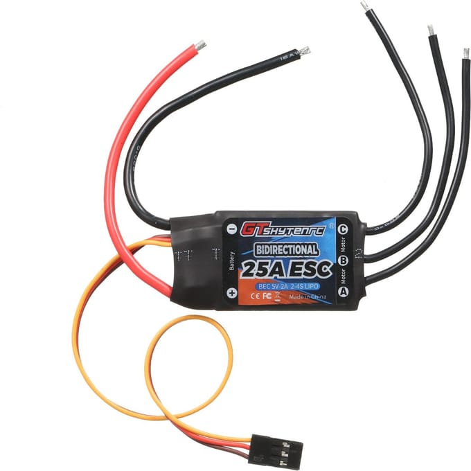 GTSKYTENRC ESC bidirectionnel sans balais 70A pour voiture/bateau/navire télécommandé 25A noir